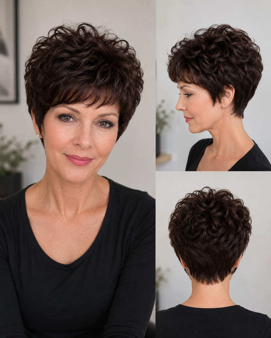 Peluca Cabello Natural Corta con Rizos Suaves