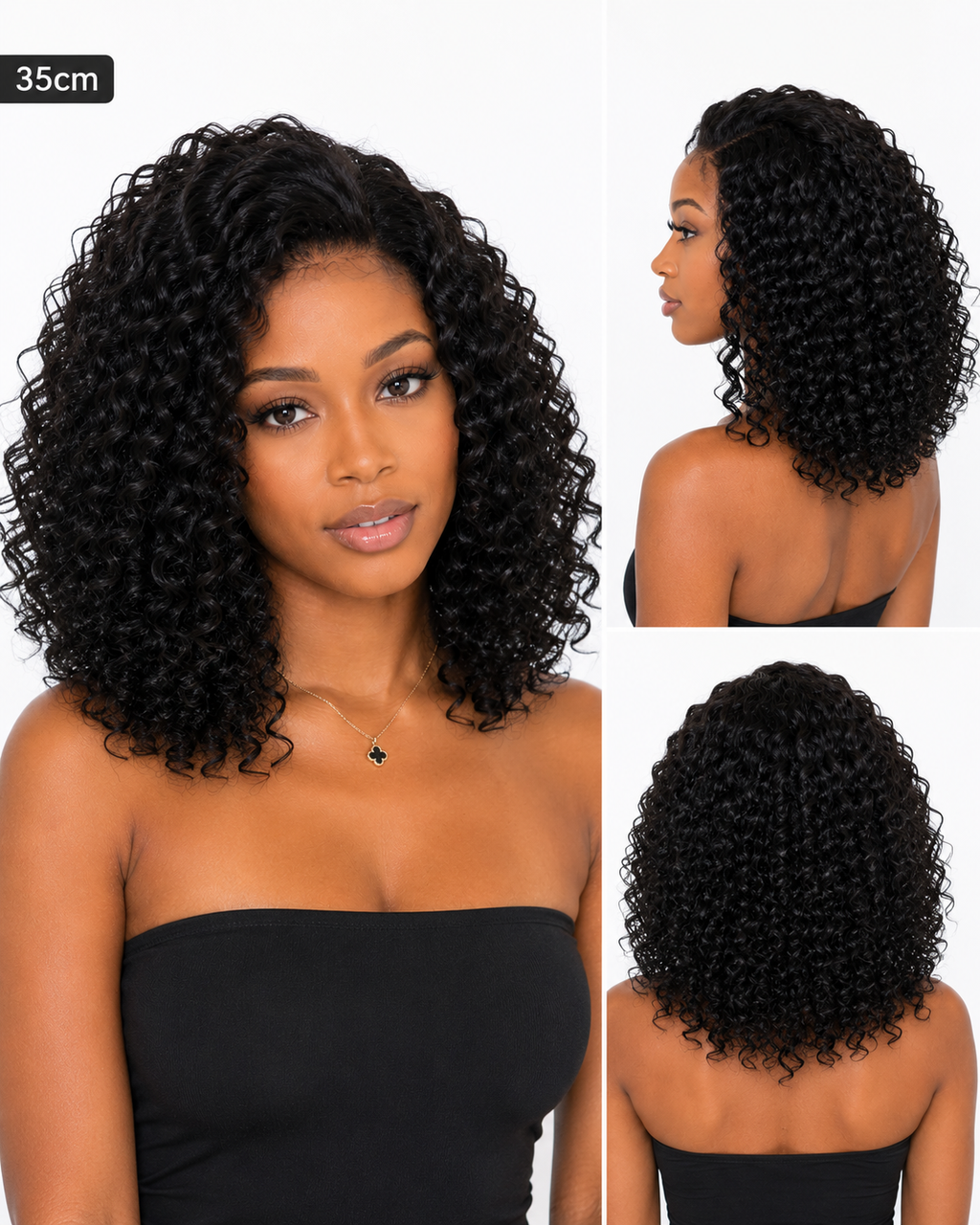 Peluca Lace Front Curly Negra Voluminosa Natural