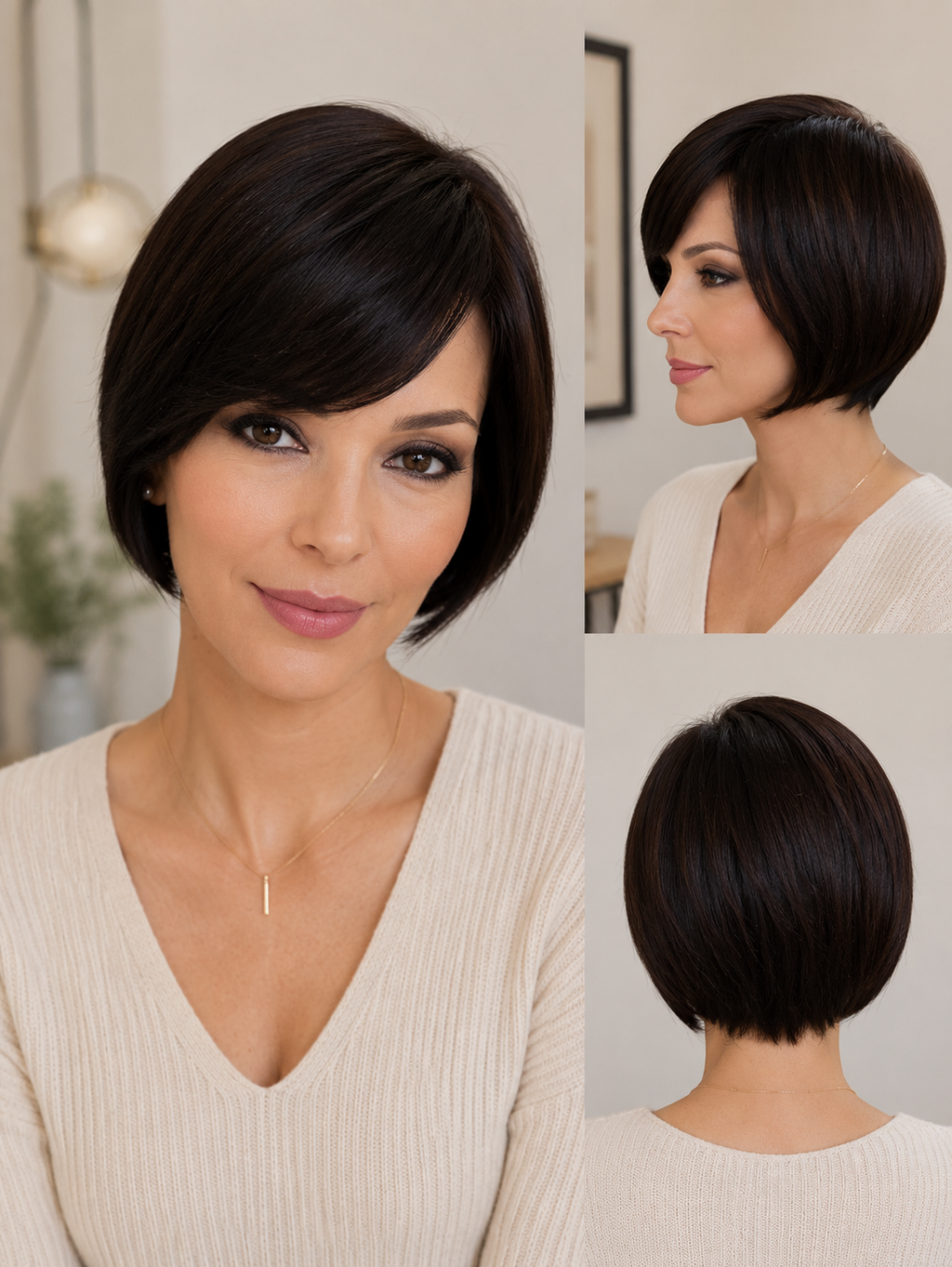 Peluca Bob con Flequillo Lateral