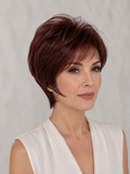 Peluca Corta Estilo Pixie Color Caoba Oscuro