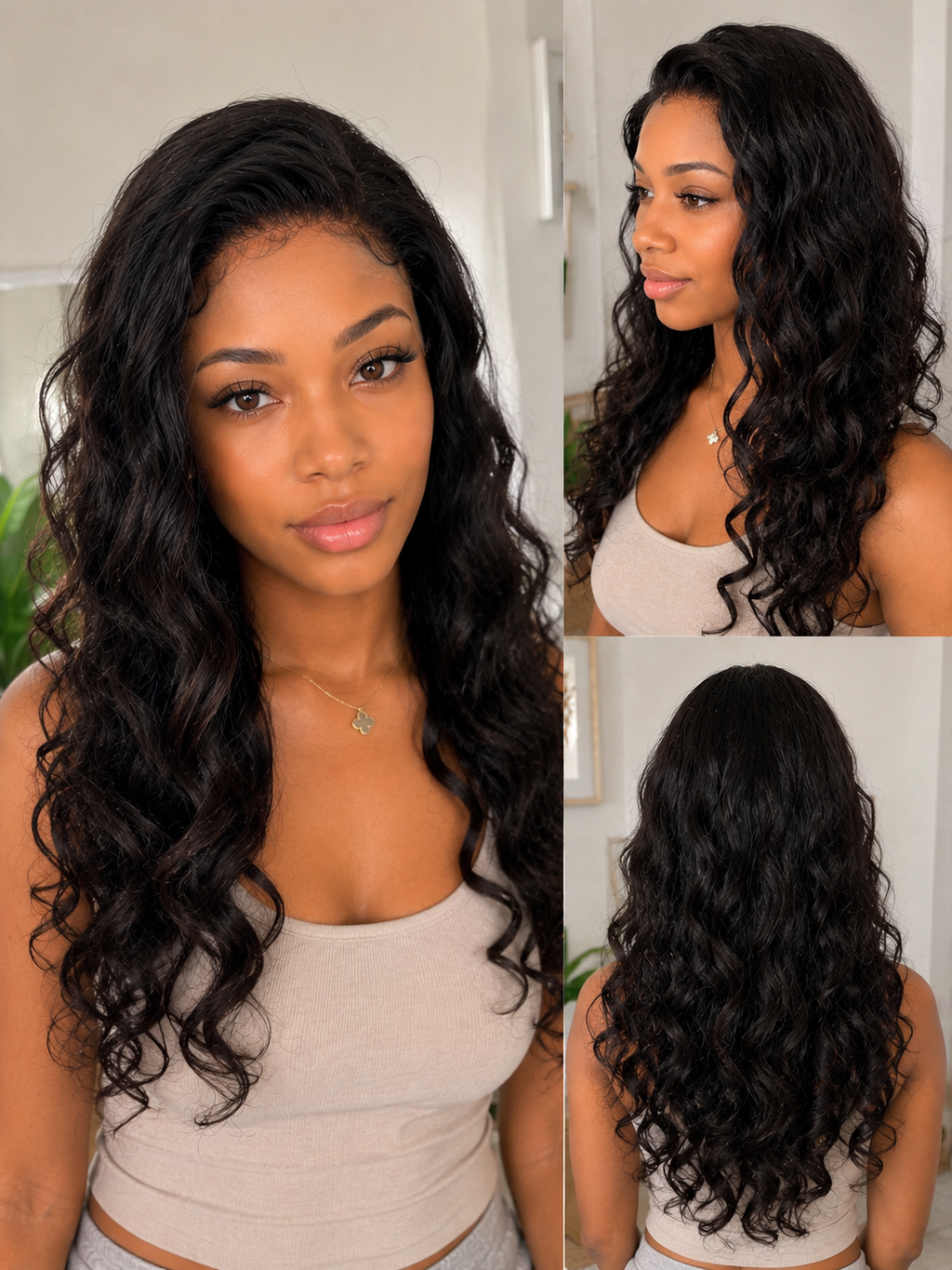 Peluca Lace Front Cabello Natural Lace Front Rizada Negra
