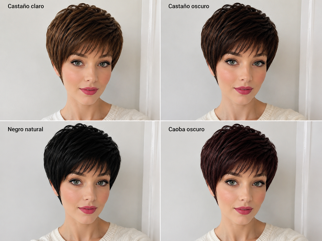 Peluca Natural Pixie con Capas y Volumen