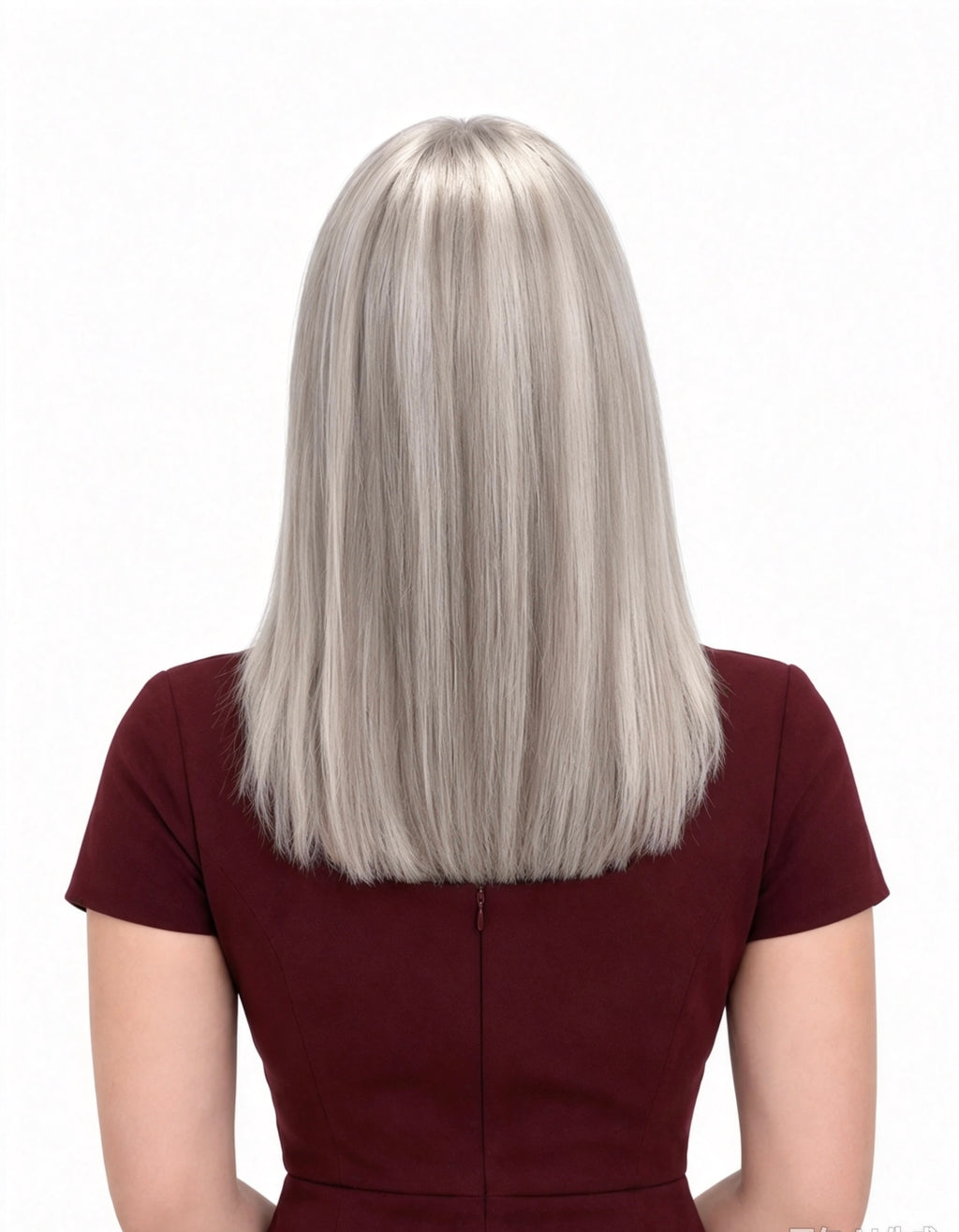 Peluca de cabello humano 12 pulgadas gris con mechones | Encaje frontal 13×4 + parte trasera fabricada a máquina | Bandas anchas ajustables