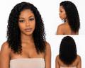 Peluca Curly Negra Natural Con Cordón Ajustable