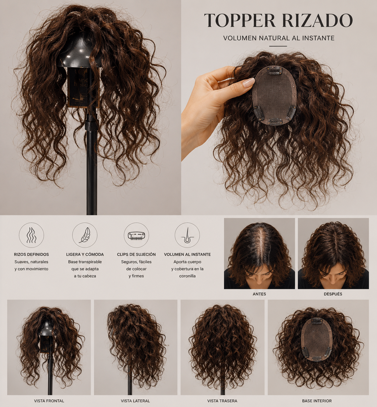 Topper Rizado de Volumen Natural