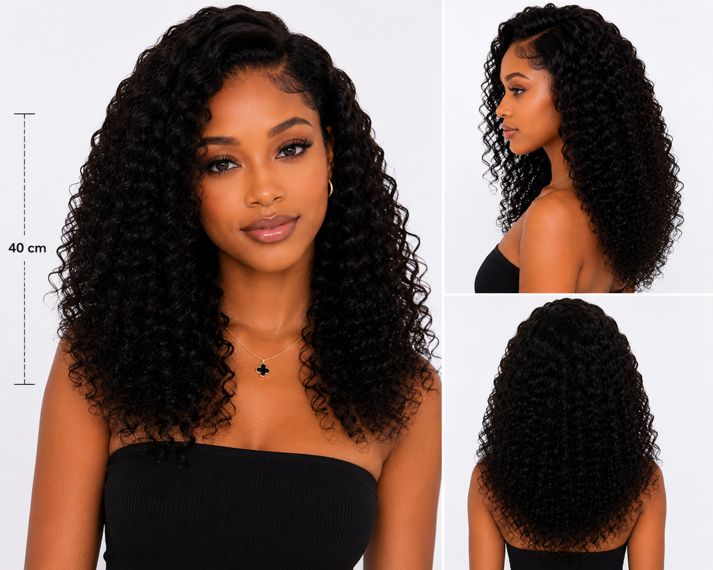 Peluca Lace Front Curly Negra Voluminosa Natural