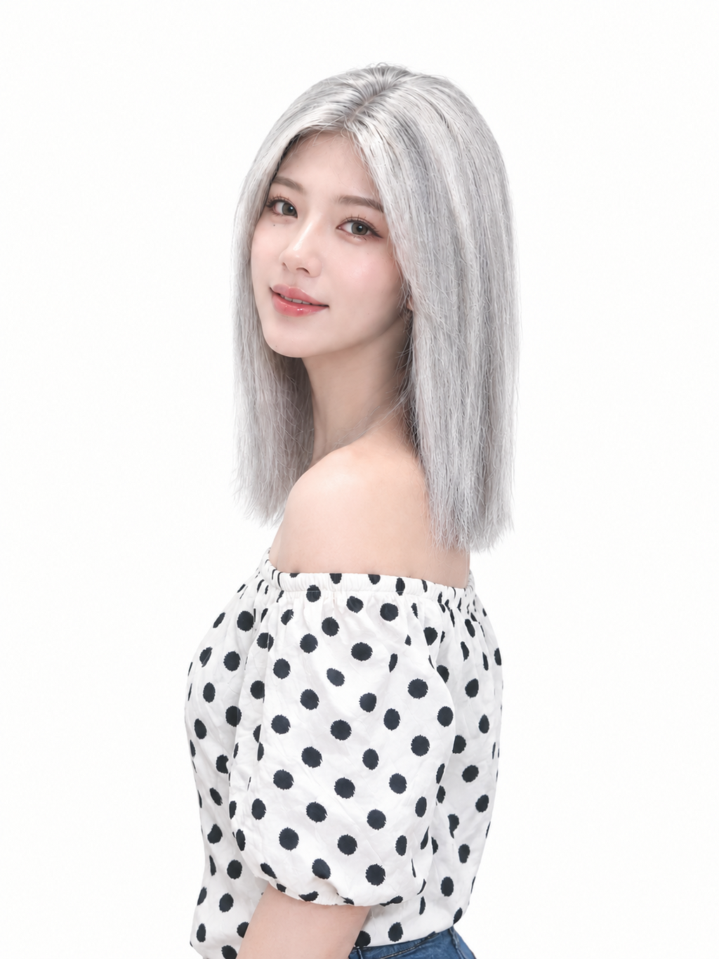 Peluca 100% Cabello Humano Lisa 12 Pulgadas | Encaje Frontal 13×4, Color Gris Mechado, Base Trasera Mecánica con Banda Fijadora Cómoda