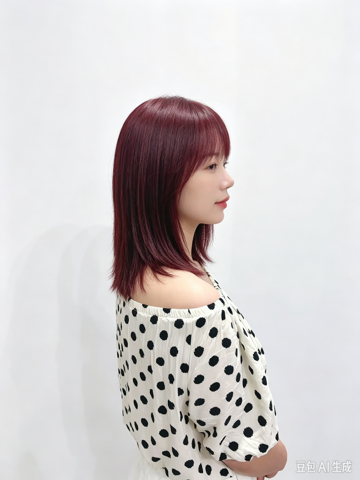 Peluca Bob Borgoña 12 Pulgadas con Flequillo, 100% Cabello Humano
