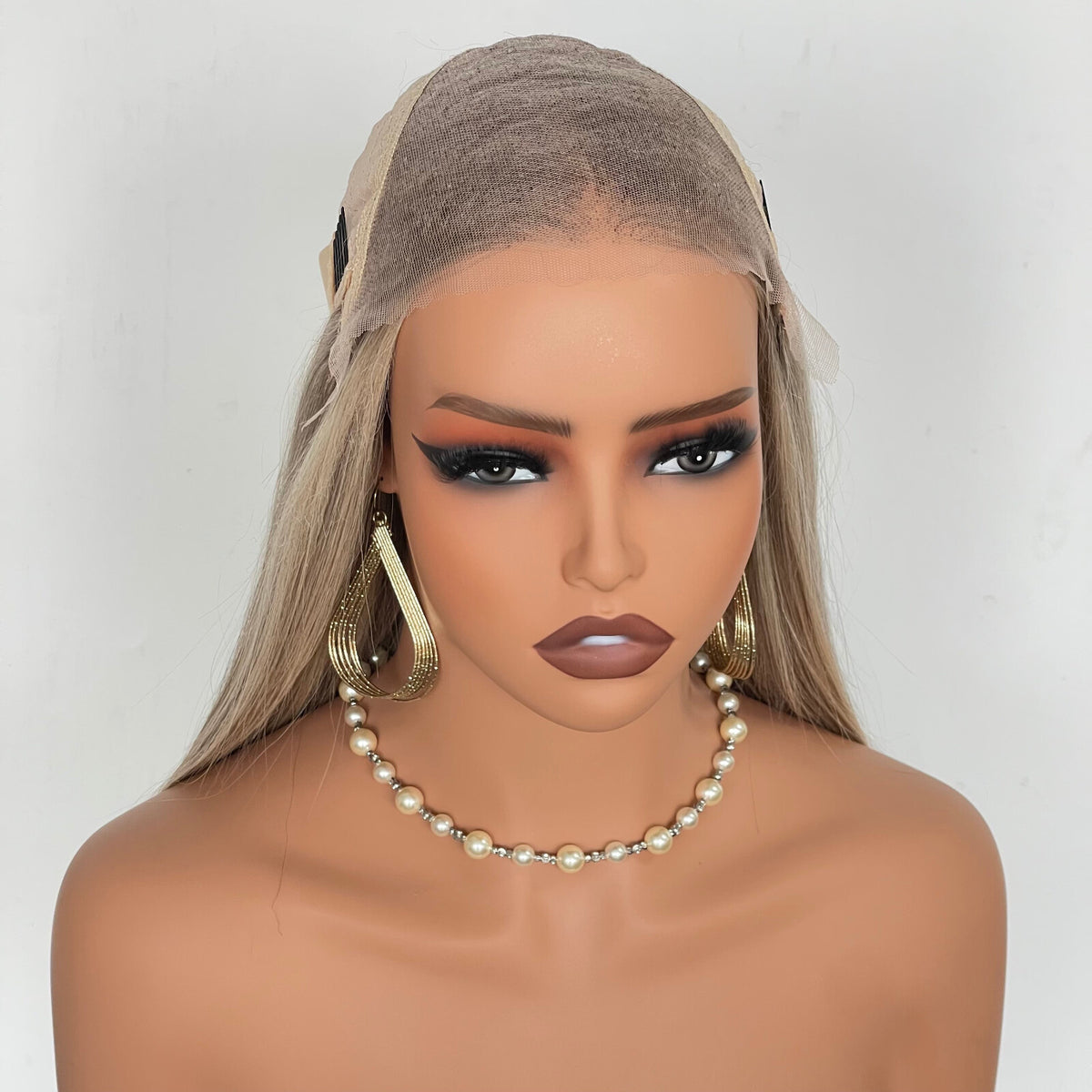 Peluca Cabello Humano 12 Pulgadas Rubia Ombré Raíces Oscuras | Encaje Frontal 13x4 + Parte Trasera Fabricada a Máquina |  Bandas Ajustable