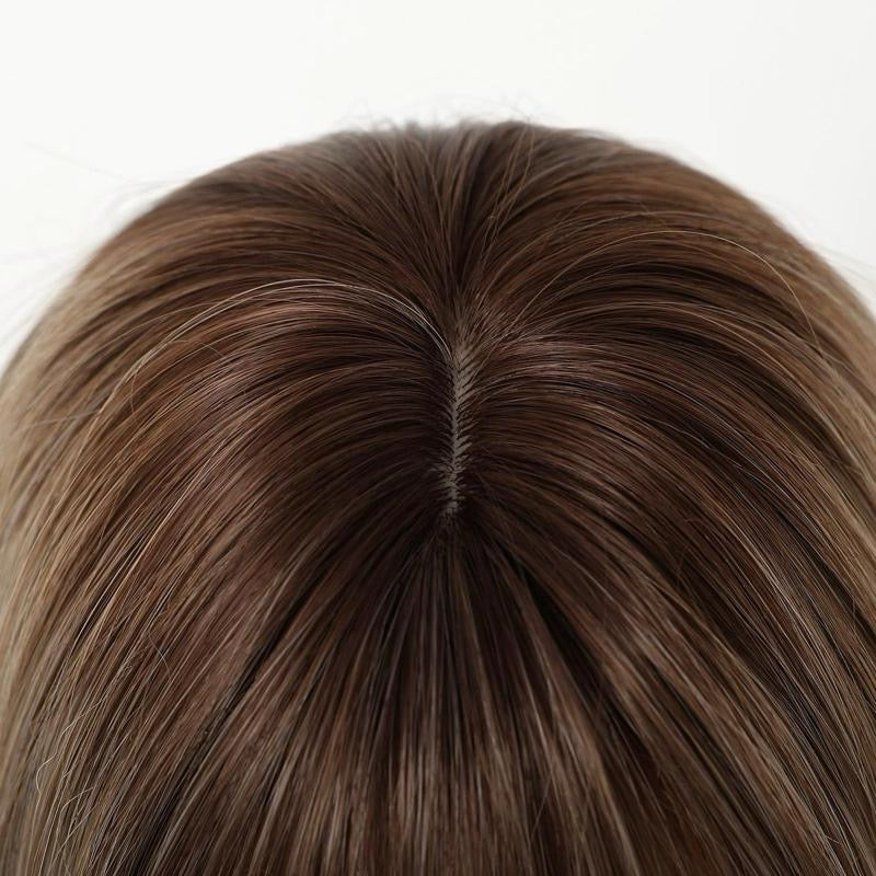 BOB LISO 12” Raíces oscuras Look natural Peluca de fibra sintética suave y ligera con corte moderno y elegante para un look natural