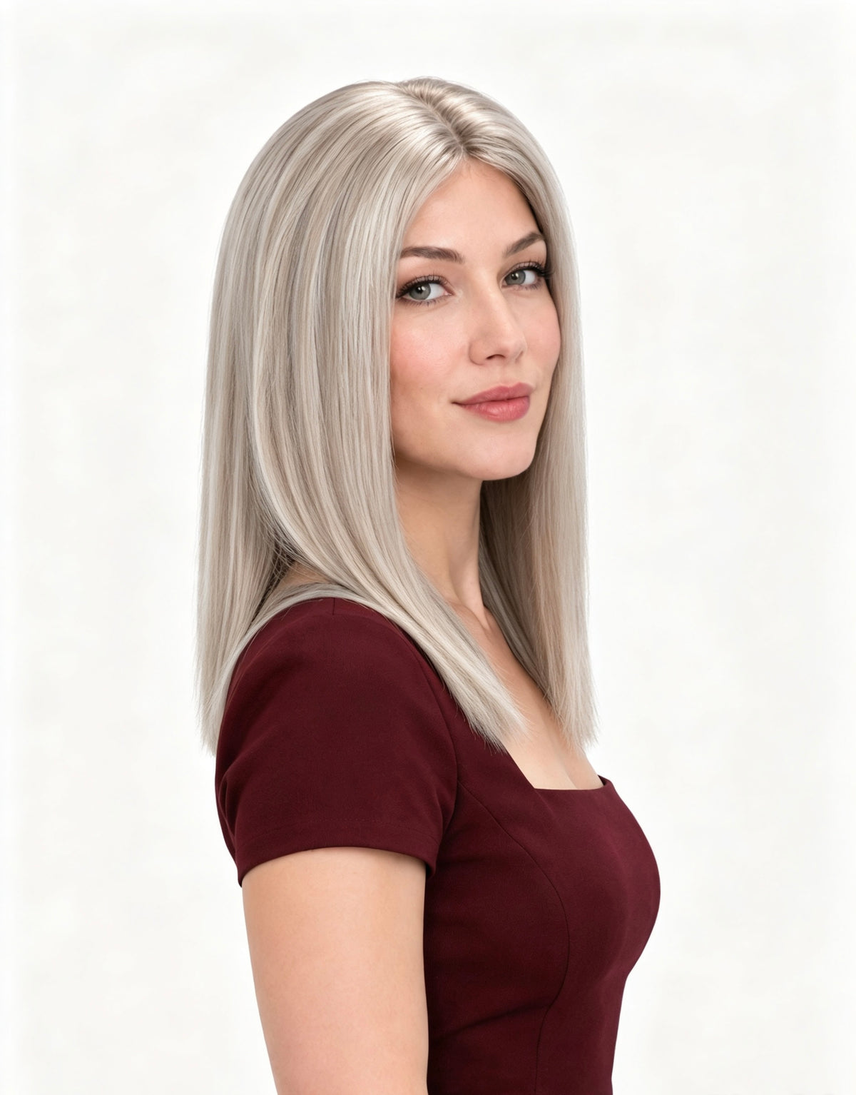 Peluca de cabello humano 12 pulgadas gris con mechones | Encaje frontal 13×4 + parte trasera fabricada a máquina | Bandas anchas ajustables