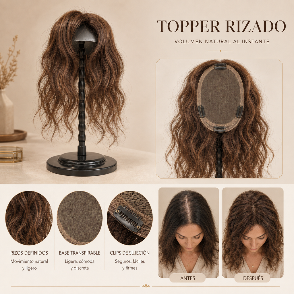Topper Rizado Castaño para Aportar Volumen