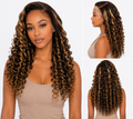Peluca Lace Front Rizada con Mechas