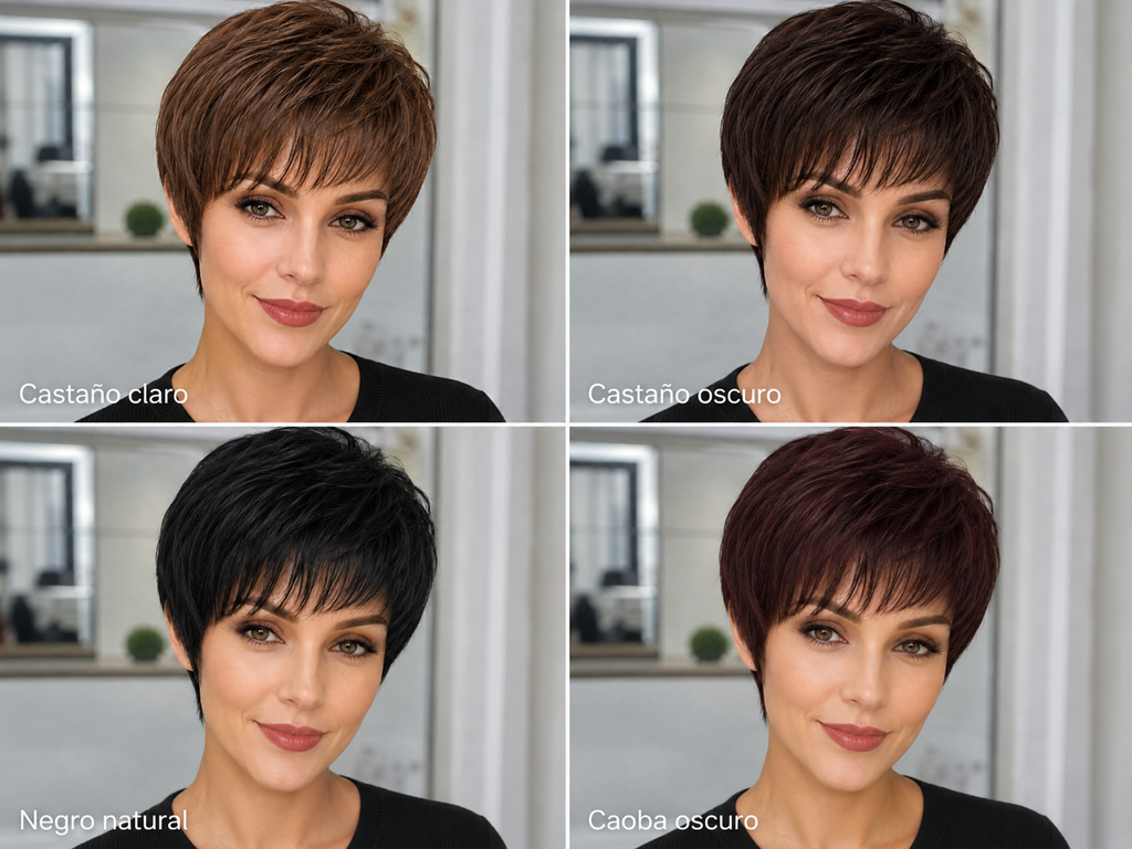 Peluca de Cabello Natural Pixie con Volumen