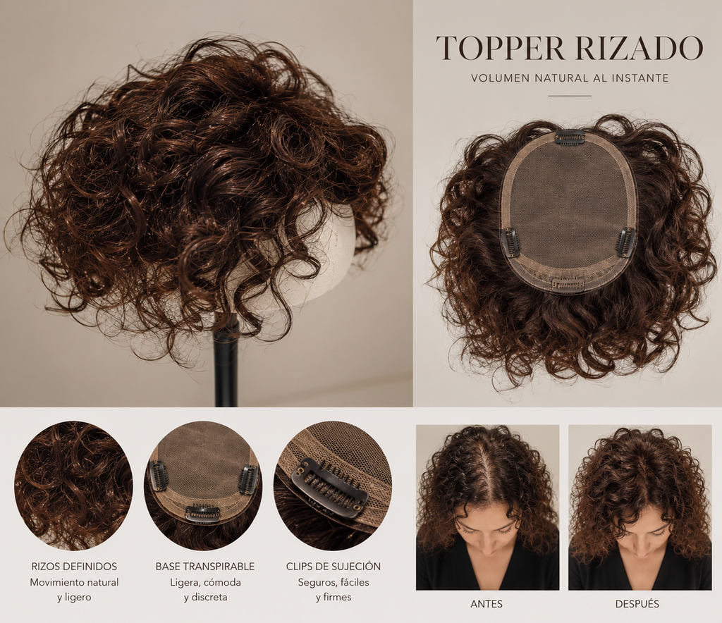 Topper Rizado Castaño para Aportar Volumen