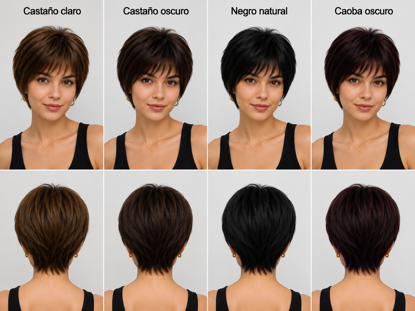 Peluca Cabello Natural Pixie con Flequillo