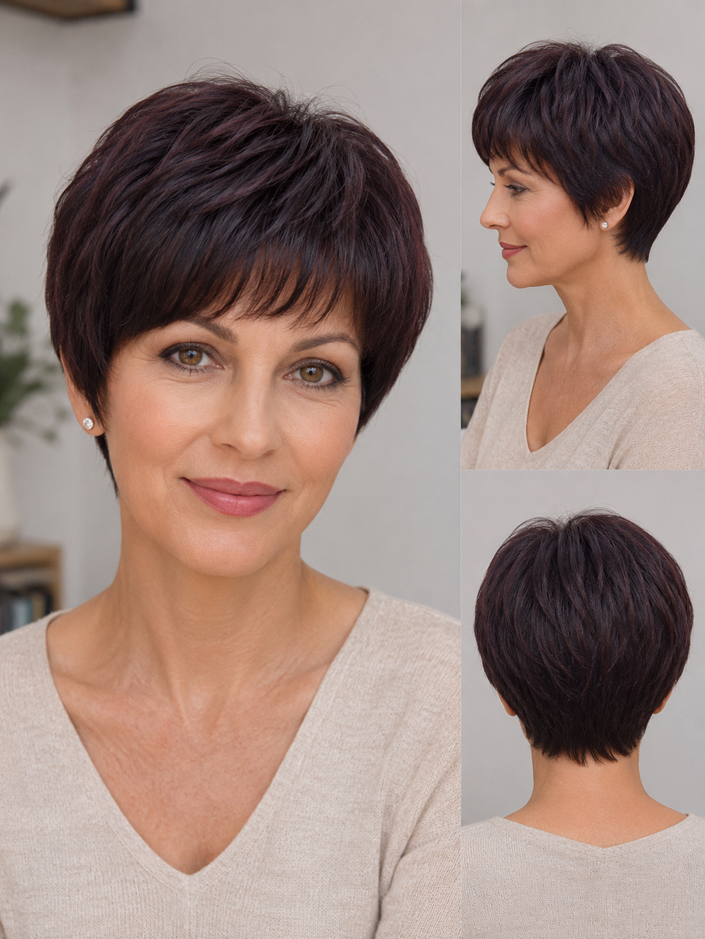 Peluca Pixie Cabello Natural con Flequillo Desfilado