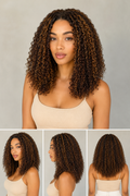 Peluca Lace Front con Rizos Definidos con Mechas Caramelo
