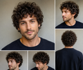 Peluca Hombre Rizos Naturales Castaño Oscuro