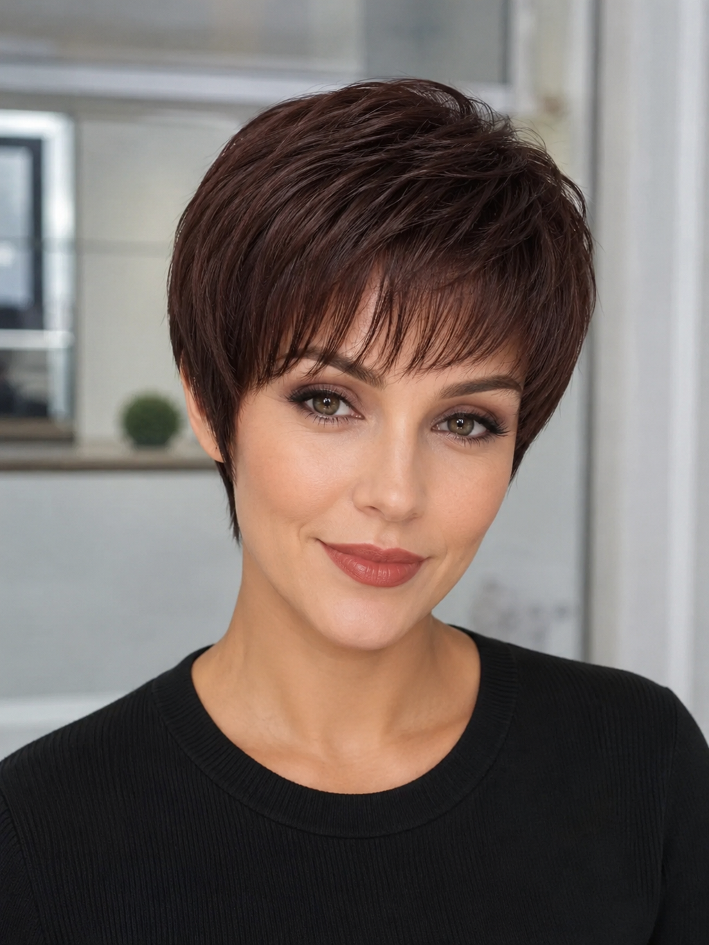 Peluca de Cabello Natural Pixie con Volumen