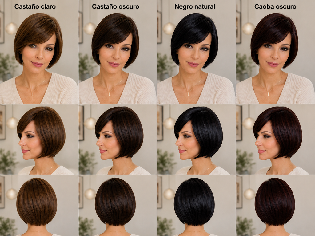 Peluca Bob con Flequillo Lateral