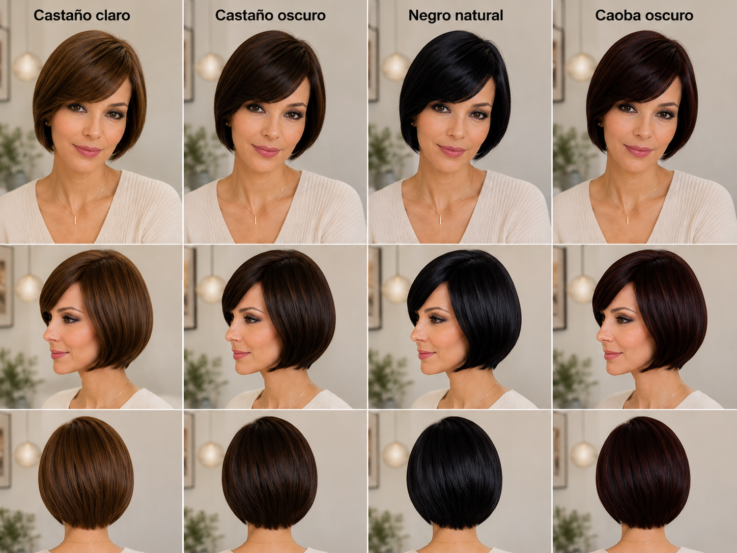 Peluca Bob con Flequillo Lateral