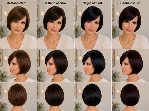 Peluca Bob con Flequillo Lateral